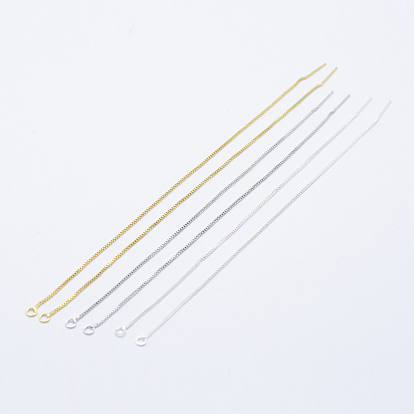 Brass Stud Earring Findings, with Loop, Long-Lasting Plated, Ear Threads