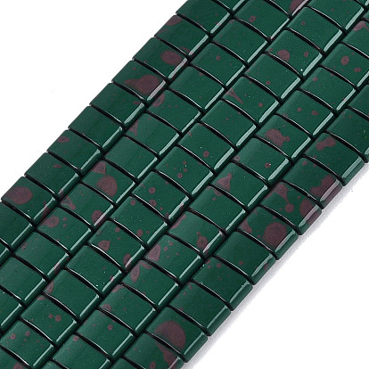 Spray Painted Synthetic Non-magnetic Hematite Bead Strands, 2-Hole, for Tile Elastic Bracelets Making, Rectangle