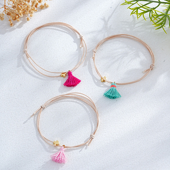 Хлопковые браслеты с кисточками, браслеты из полиэфирного волокна для женщин, крестик, с латунным