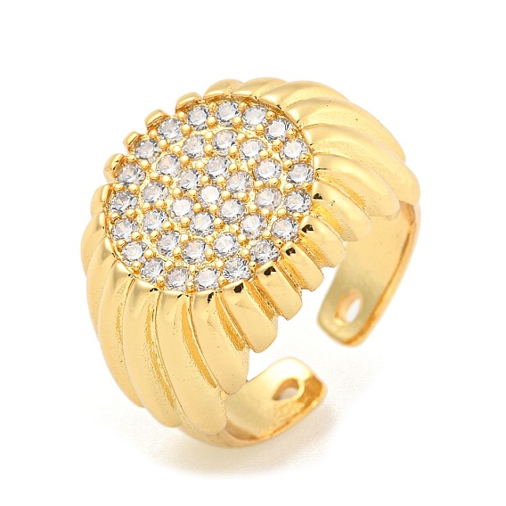 Круглая широко открытая манжета с прозрачным кубическим цирконием, латунные кольца на палец для женщин