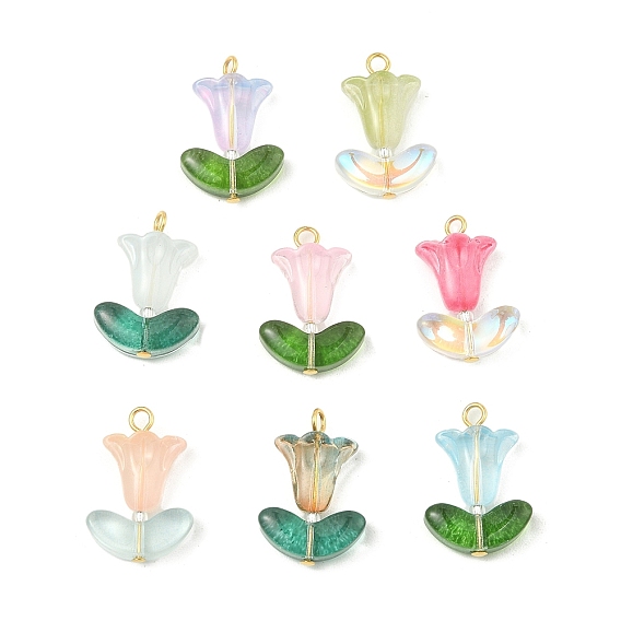 Стекло подвеска, с 304 фурнитурой из нержавеющей стали, Цветок жизни прелести