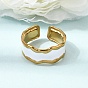 304 Stainless Steel Enamel Cuff Open Rings, Golden