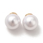Brass Ear Nuts, with Plastic Imitation Pearls, Long-Lasting Plated, Cadmium Free & Lead Free, Round