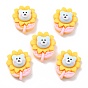 Opaque Resin Cabochons, for DIY Accessories, Flower with Bear