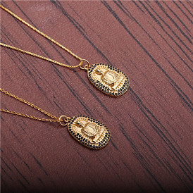 Micro-inlaid zircon Buddha sweater chain necklace - customizable support.
