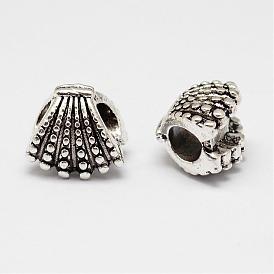 Shell Alloy European Beads, Large Hole Beads, 11.5x10x9mm, Hole: 4.5mm