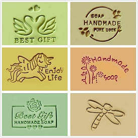 Transparent Resin Stamps, DIY Handmade Soap Stamp Chapters, Clear, Swan/Unicorn/Word/Flower/Leaf/Dragonfly/Cat Pattern