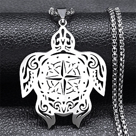 201 ожерелья из нержавеющей стали с полым кулоном в виде черепахи-компаса