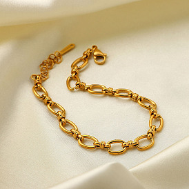 18K Gold Plated Stainless Steel Fashion Women's Bracelet - Narrow Chain Cross Clasp
