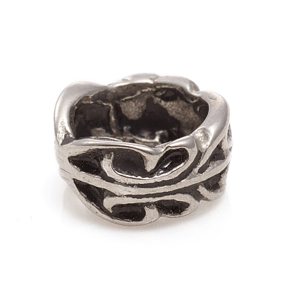 304 Stainless Steel European Beads, Large Hole Beads, Ring