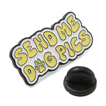 Dog Theme Zinc Alloy Word Brooch, Enamel Pins, for Men Women