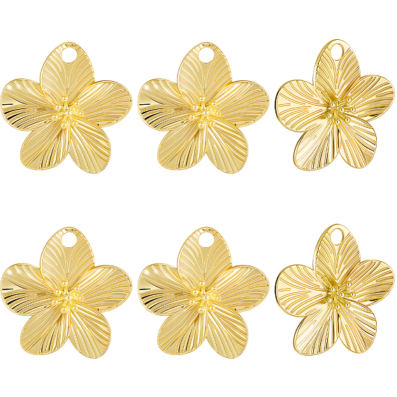 6подвески из латуни с гальваническим покрытием, без кадмия и без свинца, долговечный, цветок