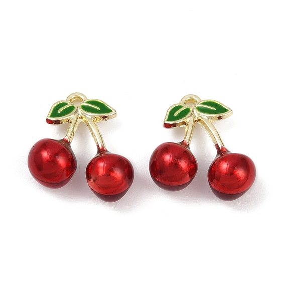 Подвески из сплава , с эмалью, без свинца, без кадмии и без никеля, стойки покрытие, вишневое очарование