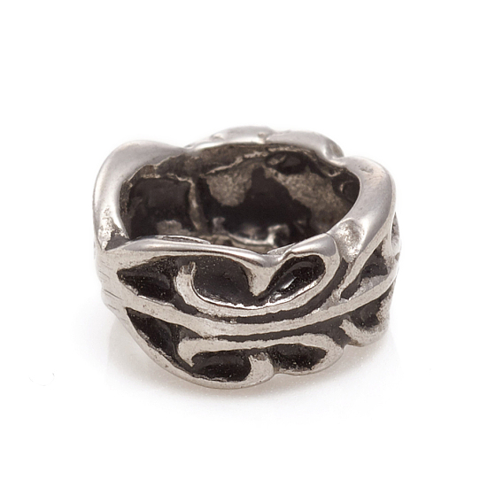 304 Stainless Steel European Beads, Large Hole Beads, Ring