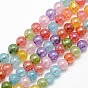 Electroplate AB Color Plated Synthetic Crackle Quartz Round Beads Strands, Dyed