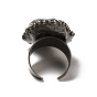 Natural Agate Irregular Nugget Open Cuff Rings, Antique Bronze Brass & Stannum Wide Ring for Men Women, Lead Free & Cadmium Free