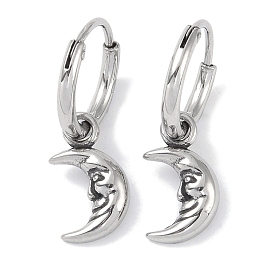 316 Surgical Stainless Steel Moon Hoop Earrings for Women