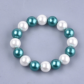 Shell Pearl Beaded Stretch Bracelets, Round