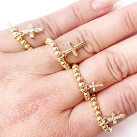Adjustable 14K Gold Cross Zircon Ring - Elegant Jewelry Accessory