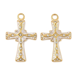 304 нержавеющей стальной эмали подвески, со стразами, крест прелести, вакуумное покрытие pvd