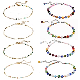 Браслеты ручной работы из стеклянных бусин, в том числе стеклянный бисер латунные бусины, латунные застежки-клешни омара и застежки-клешни из цинкового сплава