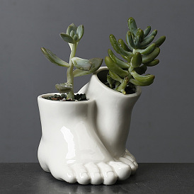 Gardening Ceramic Flower Pot White Creative Desktop Succulent Flower Ornament