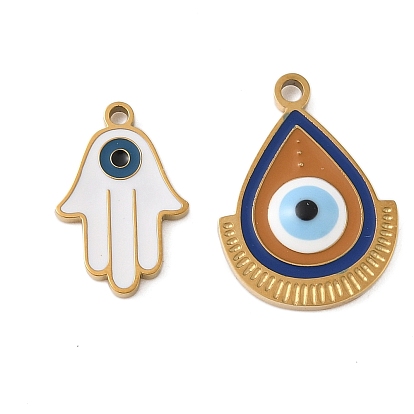304 нержавеющей стальной эмали подвески, Злые чары глаз, реальный 18 k позолоченный