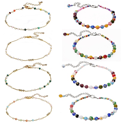 Браслеты ручной работы из стеклянных бусин, в том числе стеклянный бисер латунные бусины, латунные застежки-клешни омара и застежки-клешни из цинкового сплава