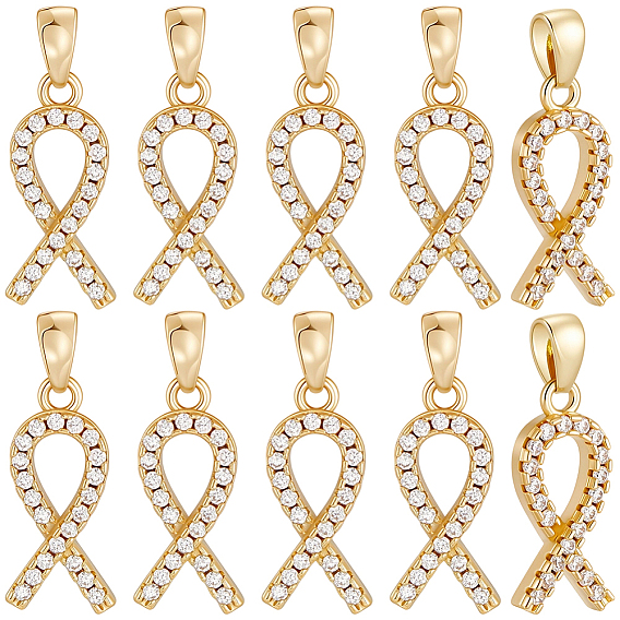 10 кулоны из латуни с микрочастицами и кубическим цирконием., осознание лента прелести, без кадмия и без свинца, долговечный, стойки покрытие