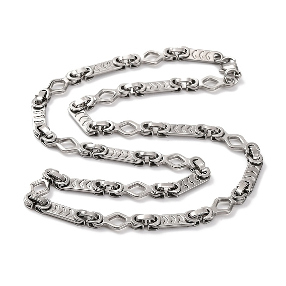 201 Ожерелье из нержавеющей стали с овальными и ромбовидными звеньями, с 304 нержавеющей стали застежки