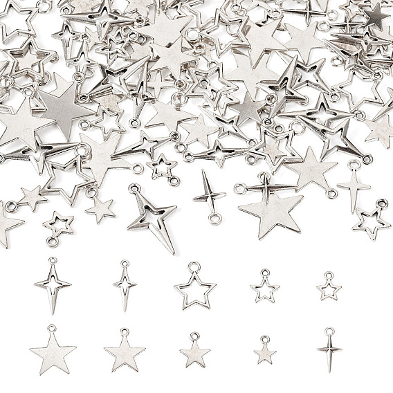 100 шт 10 стили подвески из цинкового сплава в тибетском стиле, звезды прелести