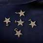 5Pcs Brass Micro Pave Clear Cubic Zirconia Pendants, Long-Lasting plated, Star