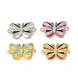 Brass Micro Pave Cubic Zirconia Connector Charms, Enamel Style, Butterfly