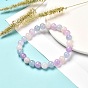Stone Stretch Bracelet for Girl Women, Natural Aquamarine & Rose Quartz & Amethyst Beads Bracelet