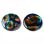 Printed Natural Freshwater Shell Beads, Flat Round