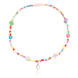 Богемное эластичное ожерелье из бисера с разноцветным рисовым жемчугом и плетеными украшениями ручной работы