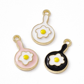 Alloy Enamel Pendants, Light Gold, Omelette Charm