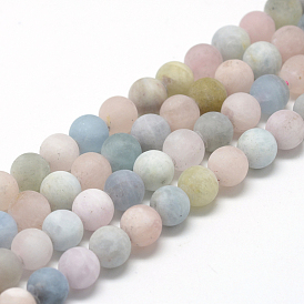 Chapelets de perles morganite naturelles  , givré, ronde