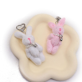 Joli porte-clés en laine de lapin, avec les accessoires en métal