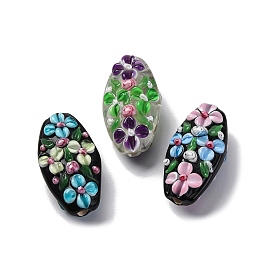 Бусины лэмпворк , овальные с цветком