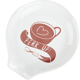 Coffee Cup Pattern Ceramic Spoon Holder, Flat Round