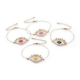 Pulseras de eslabones de semillas japonesas, Con cadenas de cable de latón y pinzas de langosta., ojo