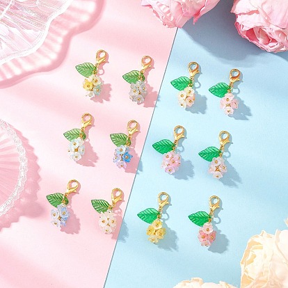 Подвесные украшения из прозрачного акрила с матовым цветком, с золотой сплава когтя омара застежками