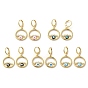 Evil Eye Golden Brass Dangle Leverback Earrings, with Enamel and Cubic Zirconia