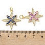 Brass Micro Pave Clear Cubic Zirconia Pendants, with Synthetic Opal and Jump Ring, Real 18K Gold Plated, Star