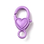 Spray Painted Alloy Lobster Claw Clasps, Oval with Heart Pattern