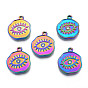 304 Stainless Steel Pendants, with Rhinestone, Nuggets with Eye