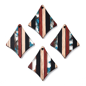 Resin & Walnut Wood Pendants, Kite Charms