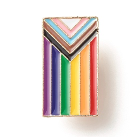 Pride Flag Enamel Pin, Rectangle Iron Enamel Brooch for Backpack Clothes, Light Gold