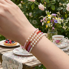 Verstellbare, geflochtene Armbänder aus Imitationsperlen und Glasperlen für Damen